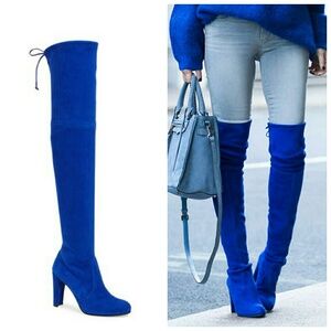Stuart Weitzman Highland OTK Boots in bright blue